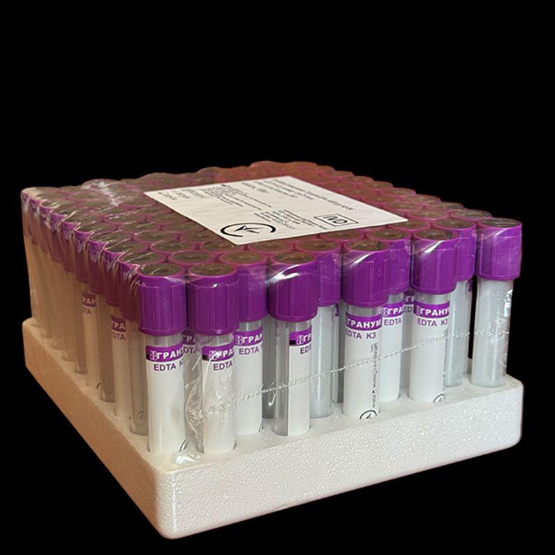 Пробірка Вакуумна Гранум для забору крові з EDTA K3;розмір 13x75 mm; об’єм 4.0 ml, 100 шт/пак